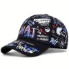 Men's Outdoor Graffiti Baseball Cap – Black Polyester