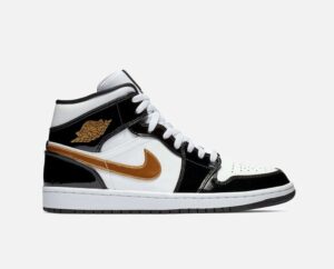 Air Jordan 1 Mid SE Patent 'Black/Metallic Gold'