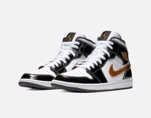 Air Jordan 1 Mid SE Patent 'Black/Metallic Gold' - Image 2