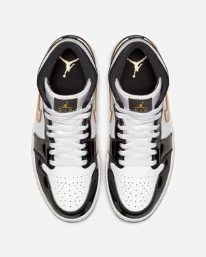 Air Jordan 1 Mid SE Patent 'Black/Metallic Gold' - Image 4