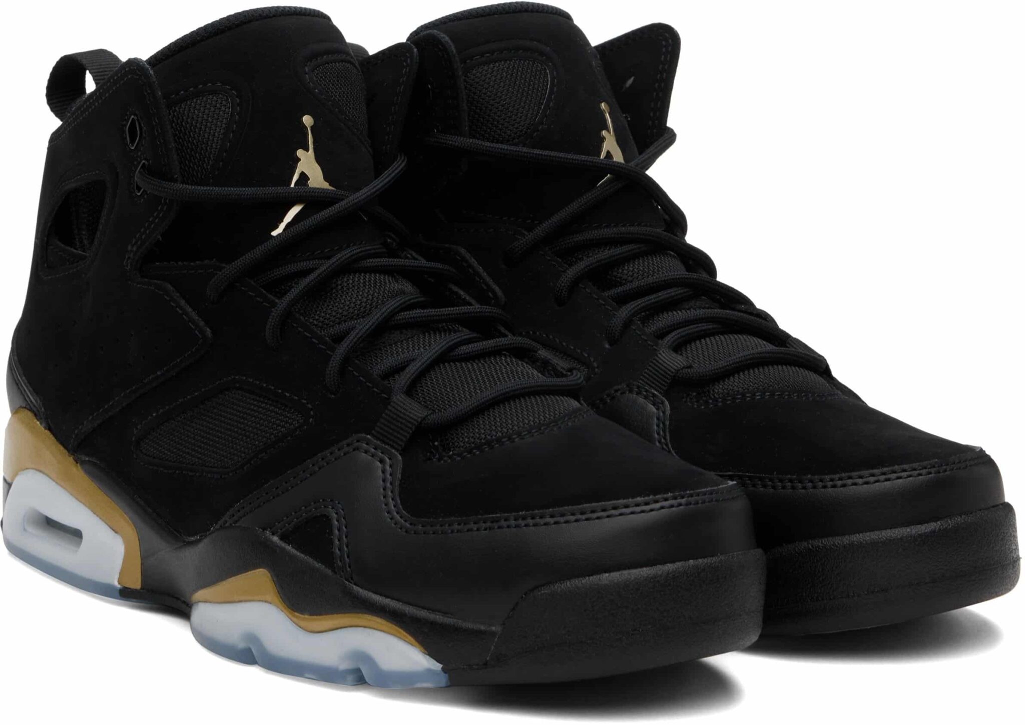 Air Jordan Flight Club '91 black/Metallic Gold basketball sneakers - Image 2